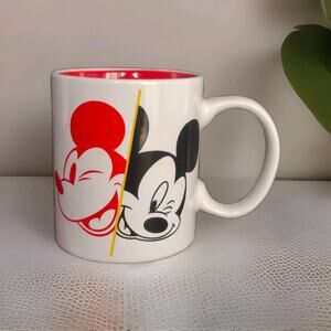 Disney Coffee Mug 90 Years of Mickey Winking Mickey Face Ceramic Two Tone Split